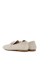 Women's Cream Leather Masculine Loafer | Derimod