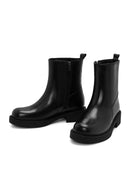 Women's Black Zippered Leather Boots | Derimod