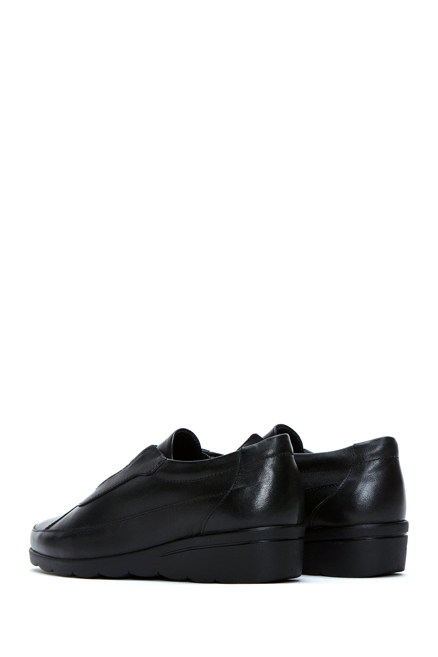 Women's Black Leather Casual Flat Shoes