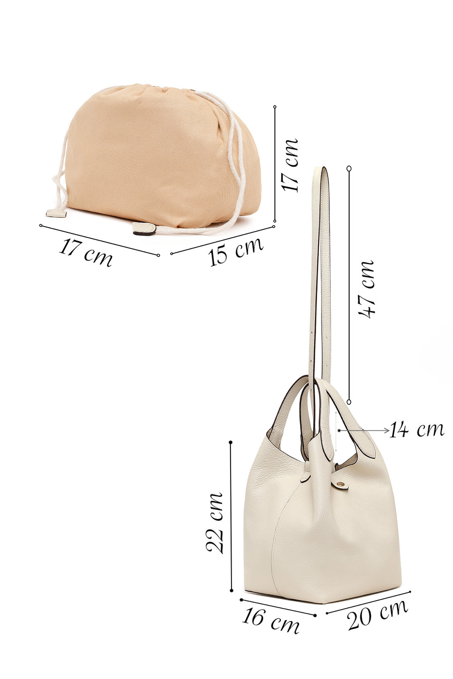 Woman Cream Casual Leather Shoulder Bag