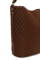 Woman Brown Long-Strap Braided Shoulder Bag | Derimod