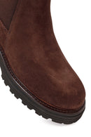 Woman Brown Thick-Soled Suede Chelsea Boots | Derimod