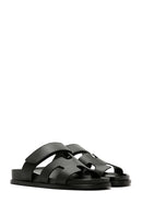 Women's Black Leather Slippers | Derimod