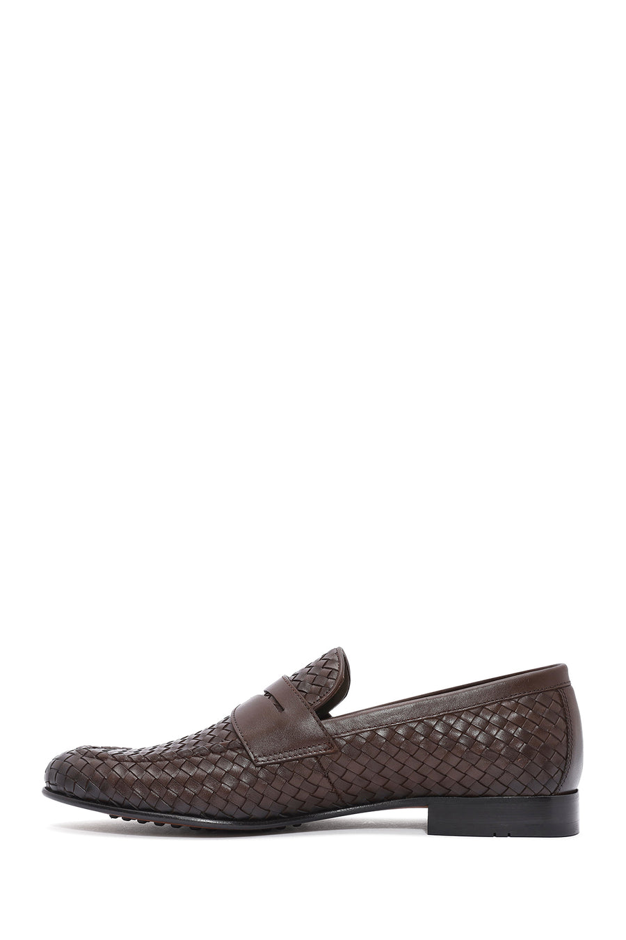 Men's Brown Knit Leather Classic Loafers