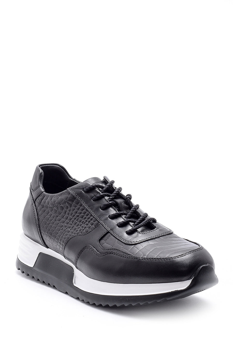 Men's Crocodile Pattern Detailed Leather Sneaker