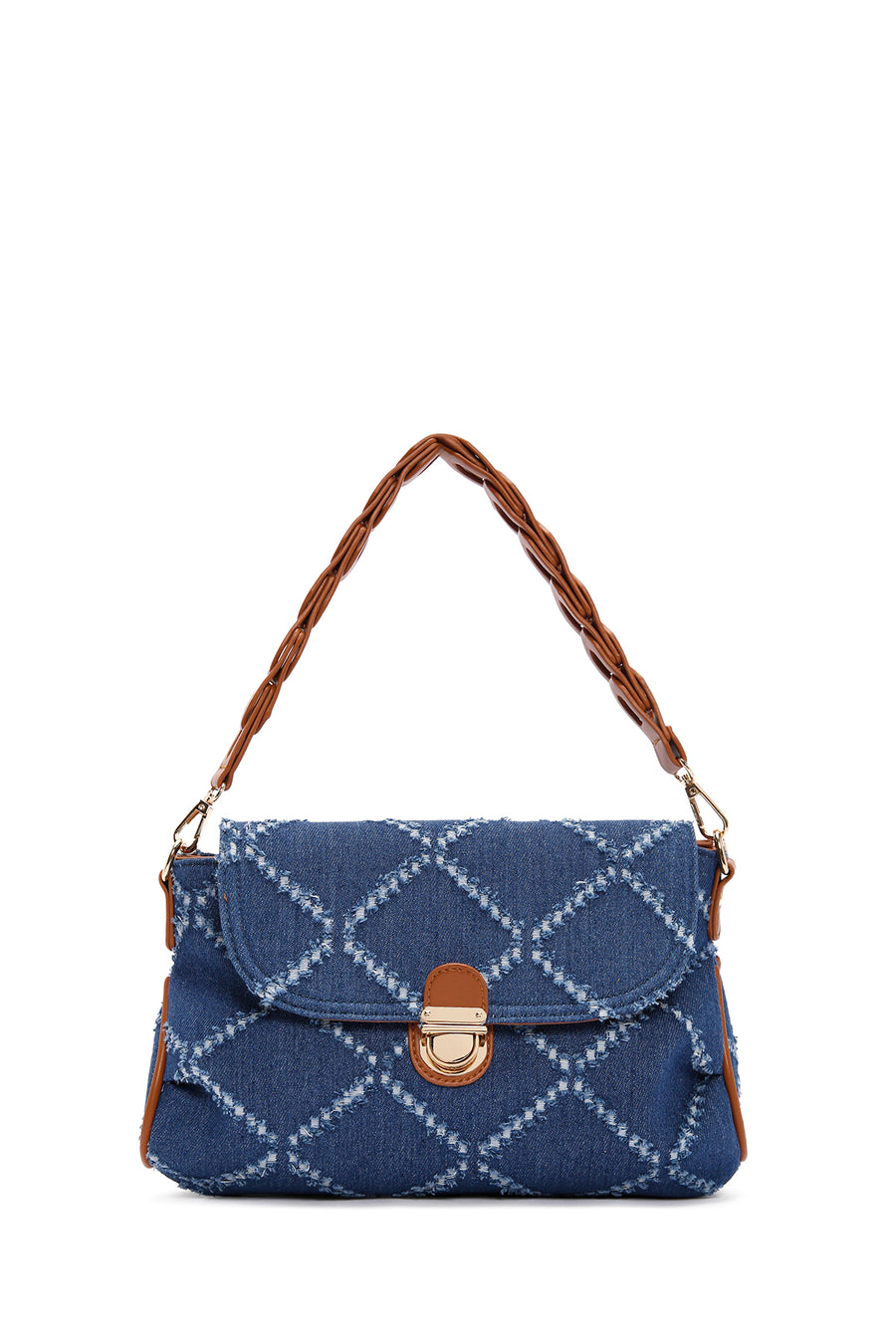 Women's Blue Long Strap Jean Fabric Shoulder Bag