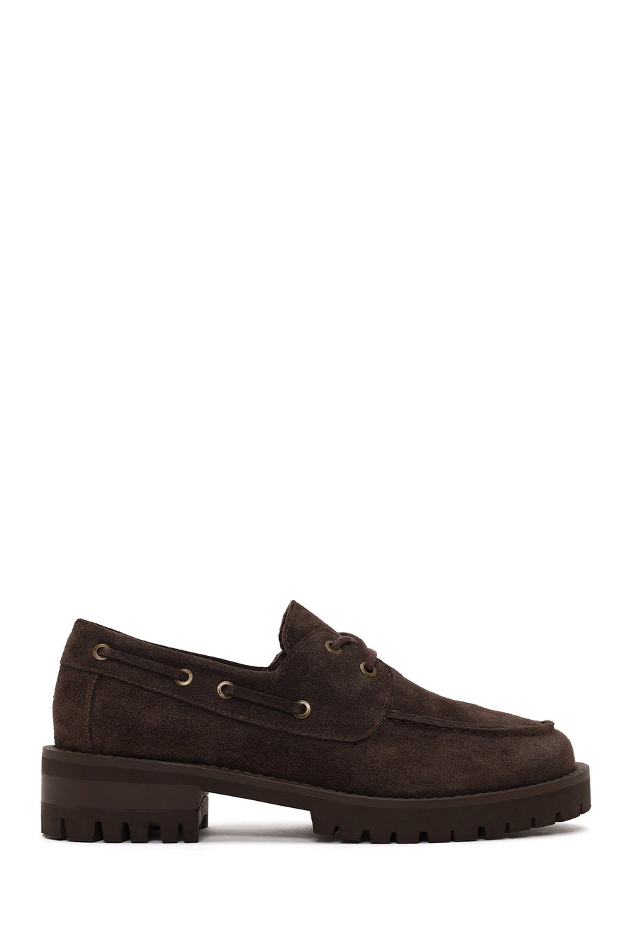 Woman Dark Mink Lace-Up Thick-Soled Suede Casual Shoes AF180018DS | Derimod