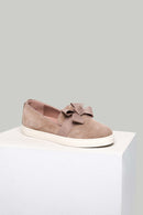 Beige Women's Leather Shoes with Bow | Derimod