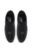 Woman Black Lace-Up Thick-Soled Leather Sneaker | Derimod