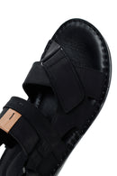 Men's Black Leather Sandals | Derimod