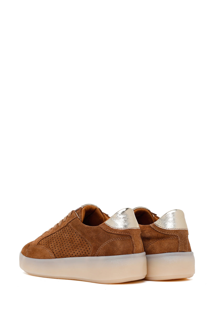 Kadın Taba Bağcıklı Süet Deri Sneaker