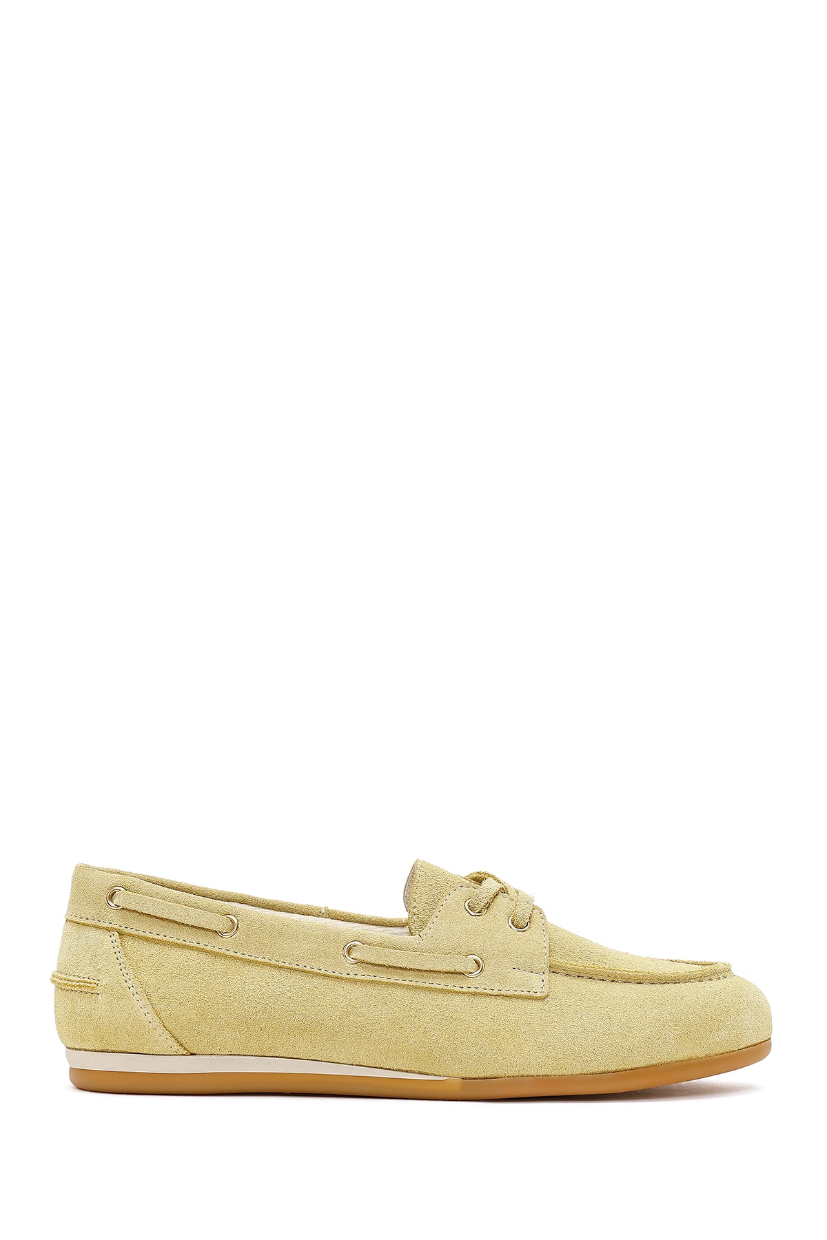 Women's Yellow Lace-up Suede Leather Shoes 26PFD370810 | Derimod