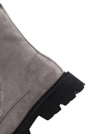 Women's Gray Suede Leather Zippered Boots | Derimod