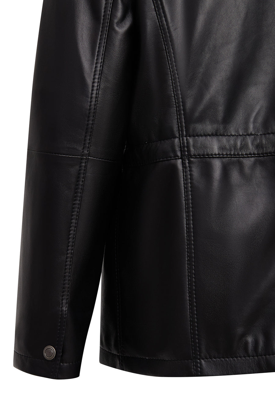 Salah Men's Black Shirt Collar Leather Jacket