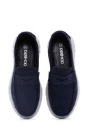 Men's Navy Blue Nubuck Leather Loafer | Derimod