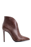 Women's Snakeskin Patterned Leather Bootie | Derimod