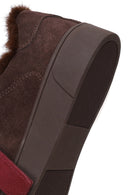 Woman Brown Lace-Up Charmed Suede Teddy Sneaker | Derimod