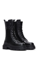 Women's Black Thick Soled Leather Boots | Derimod