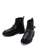 Women's Black Chain Zippered Casual Boots | Derimod