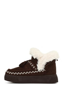 Woman Brown Thick-Soled Tasselled Suede Teddy Boots | Derimod