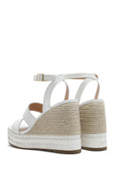 Women's White Ankle Buckle Wedge Heel Espadrille Sandals | Derimod