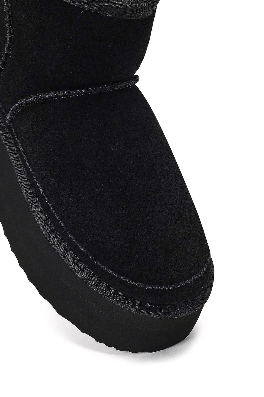 Woman Black Thick-Soled Suede Teddy Boots