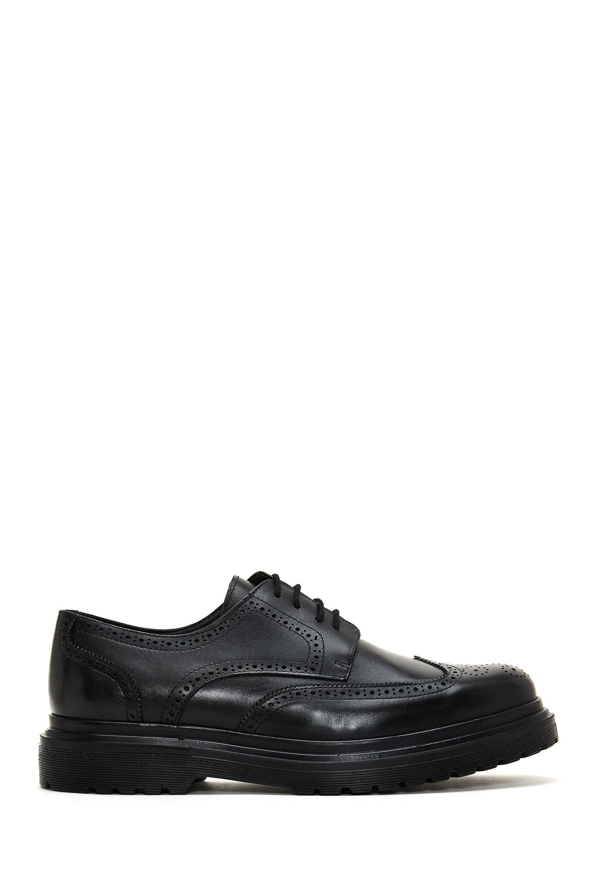 Men's Black Lace-Up Thick-Soled Leather Casual Shoes 24WFD664618 | Derimod