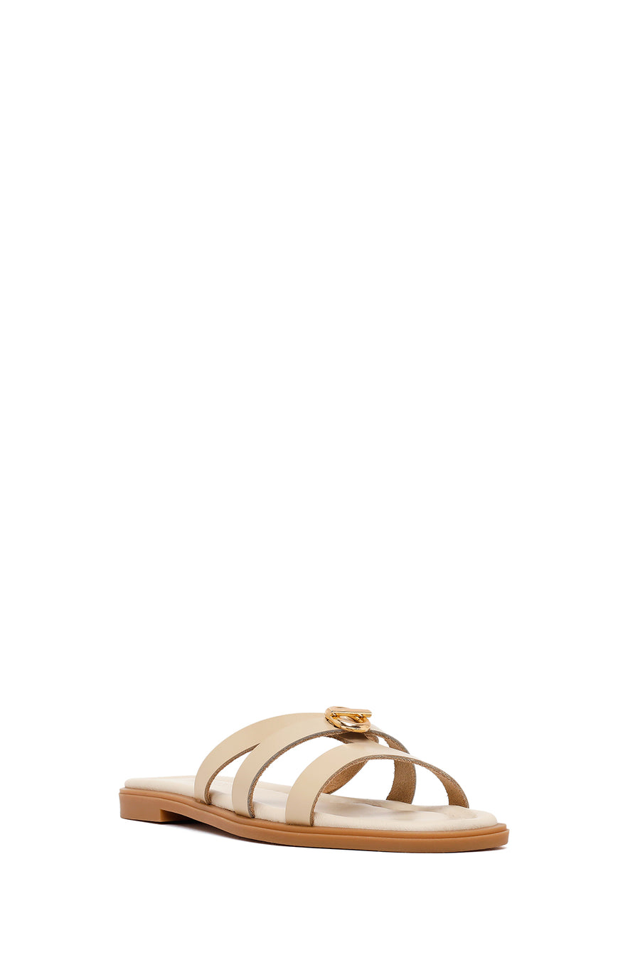 Woman Cream Buckled Leather Slipper