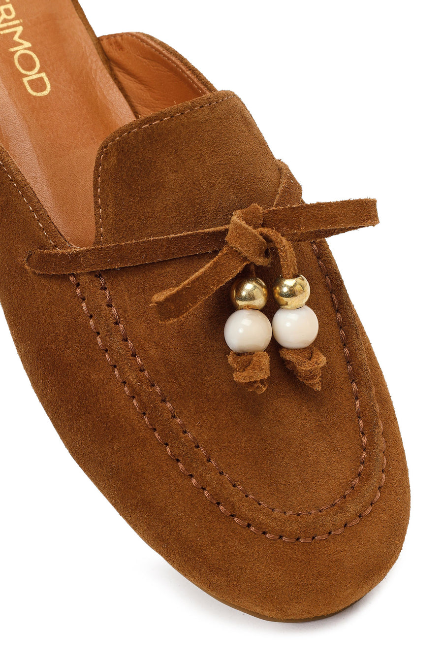 Women's Tan Tassel Suede Leather Slippers