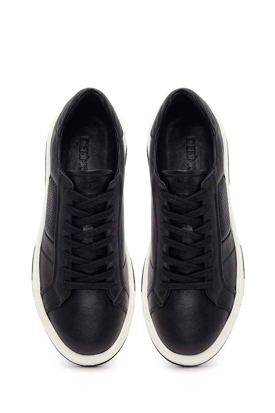 Men's Black Thick Sole Lace Up Leather Sneaker