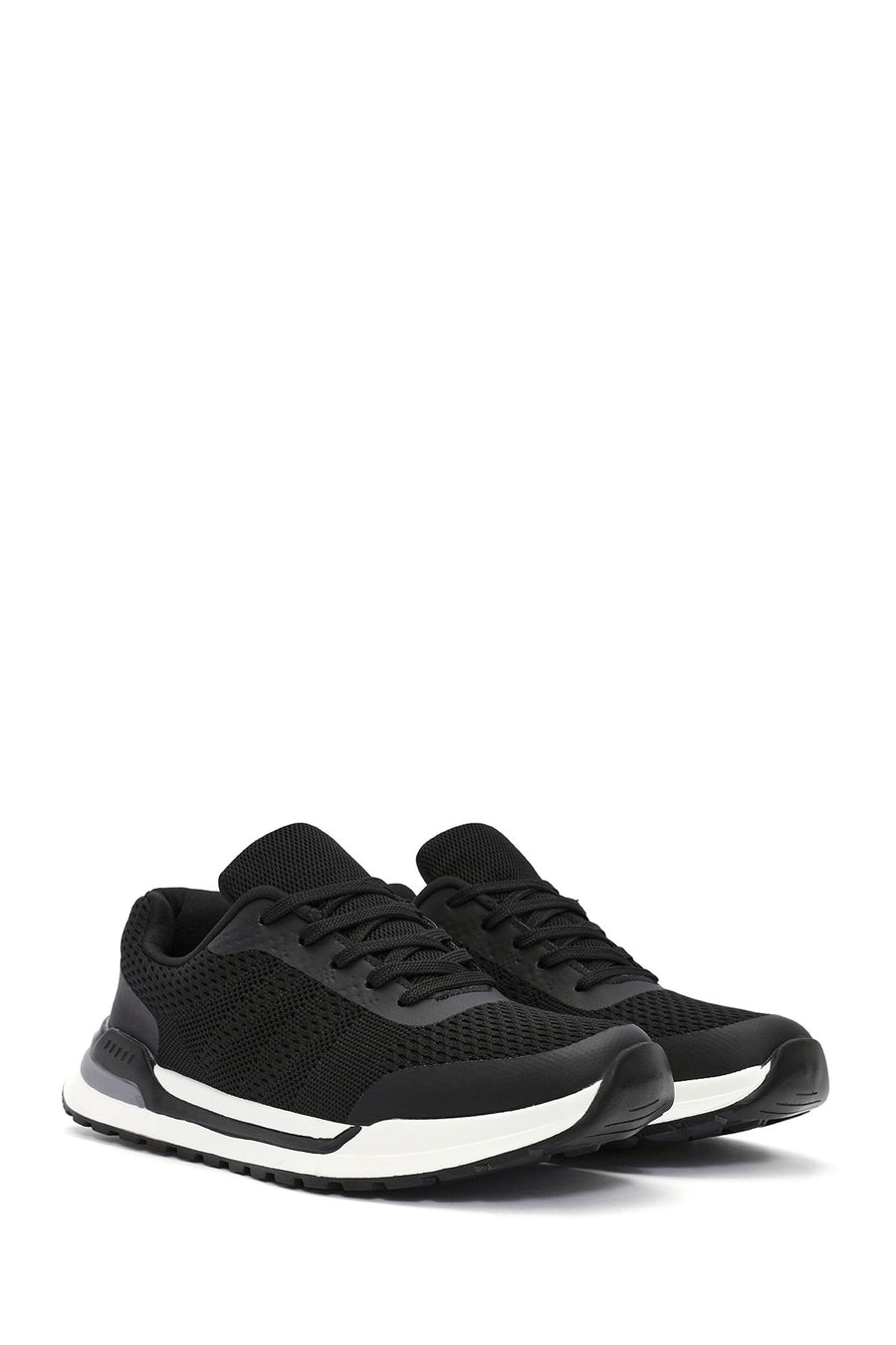 Erkek Siyah Bağcıklı Kumaş Sneaker