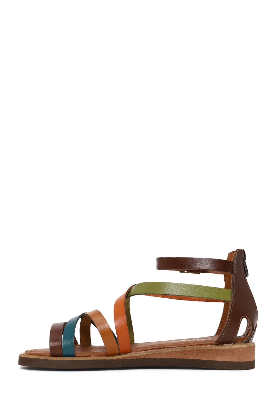 Woman Multicolor Ankle-Buckle Leather Bodrum Sandal