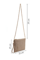 Woman Beige Chain Strap Printed Suede Clutch Bag | Derimod