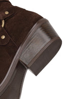 Woman Brown Zip Closure Suede Cowboy Boots | Derimod