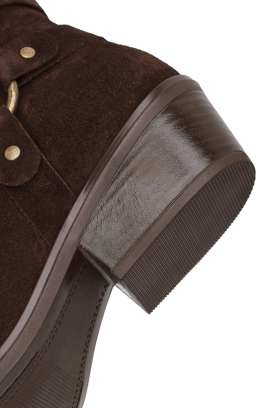Woman Brown Zip Closure Suede Cowboy Boots