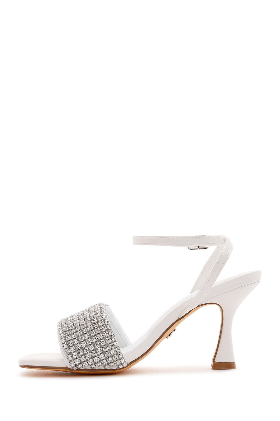 Women's White Stone Heeled Sandals