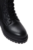 Women's Black Zippered Leather Boots | Derimod