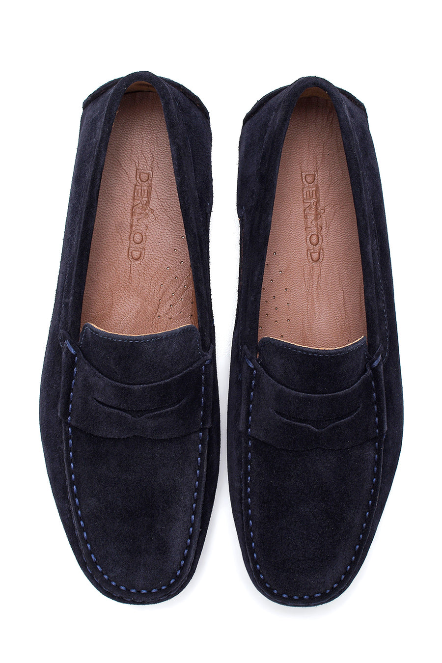 Erkek Lacivert Deri Süet Casual Loafer
