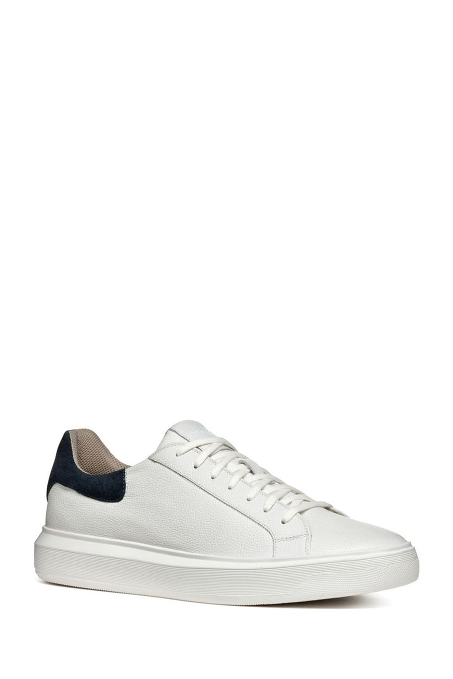 Geox Men's White Deiven Lace-up Leather Casual Sneaker