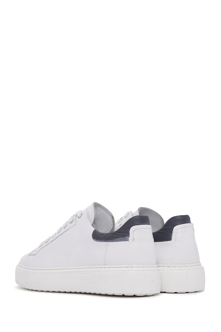 Men's White Lace-up Leather Sneaker