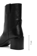 Women's Black Thick Heeled Leather Boots | Derimod