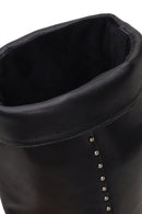 Woman Black Studded Chunky-Heeled Leather Cowboy Boots | Derimod