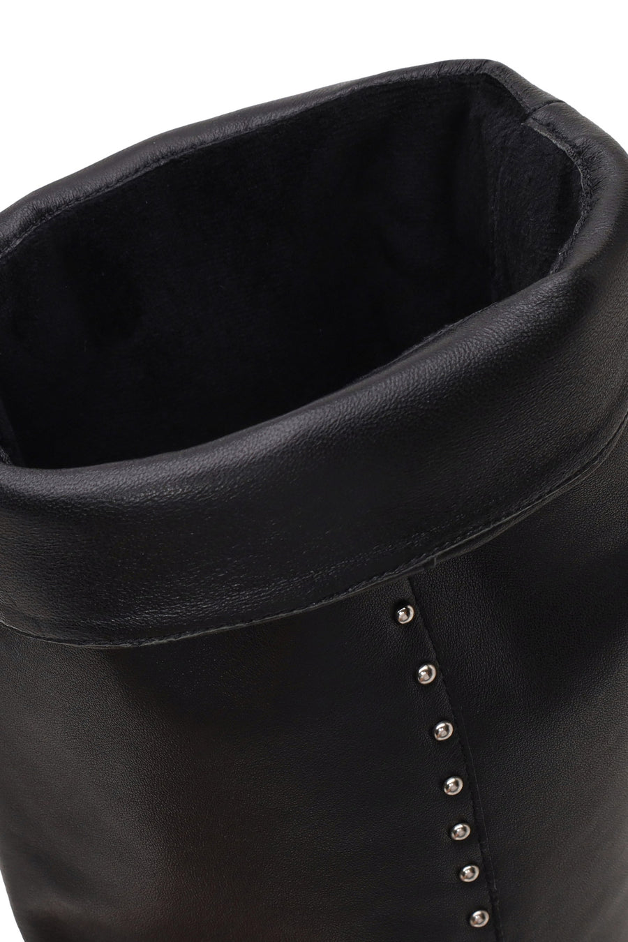 Woman Black Studded Chunky-Heeled Leather Cowboy Boots