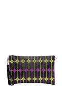 Women's Black Purple Printed Portfolio Bag | Derimod