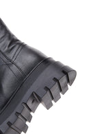 Women's Black Thick Soled Leather Boots | Derimod