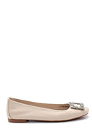 Women's Leather Stone Ballerinas | Derimod