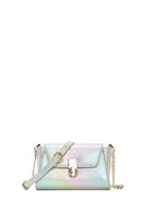 Women's Blue Metallic Patent Leather Mini Crossbody Bag | Derimod