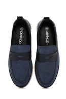 Men's Navy Blue Nubuck Leather Casual Loafer | Derimod