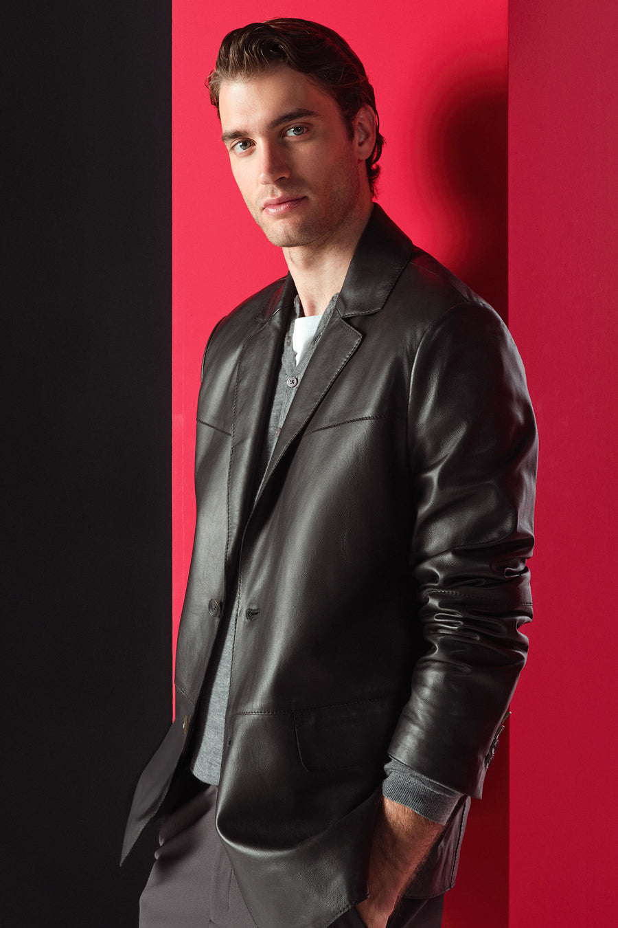 Rodrygo Men's Black Blazer Leather Jacket 25WGD6565U4 | Derimod