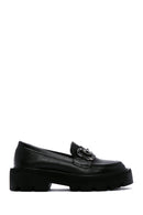 Women's Black Buckle Thick Soled Masculine Loafer | Derimod